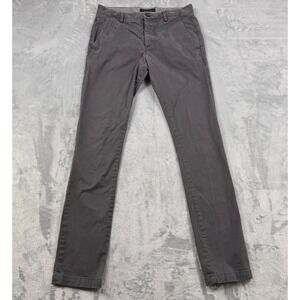All Saints Pipe Chino Pants Mens 28 Gray Skinny Fit Button Fly Cotton Blend
